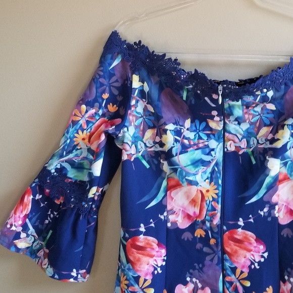 Paper Dolls Tall Blue Tulip Bardot Pencil Dress, 8 - Picture 5 of 7